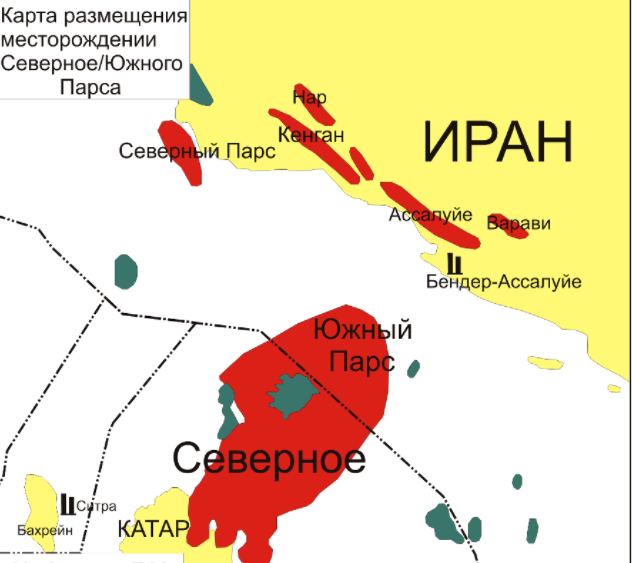 Месторождение газа в Иране на карте