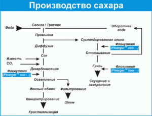 Схема производства сахара из свеклы